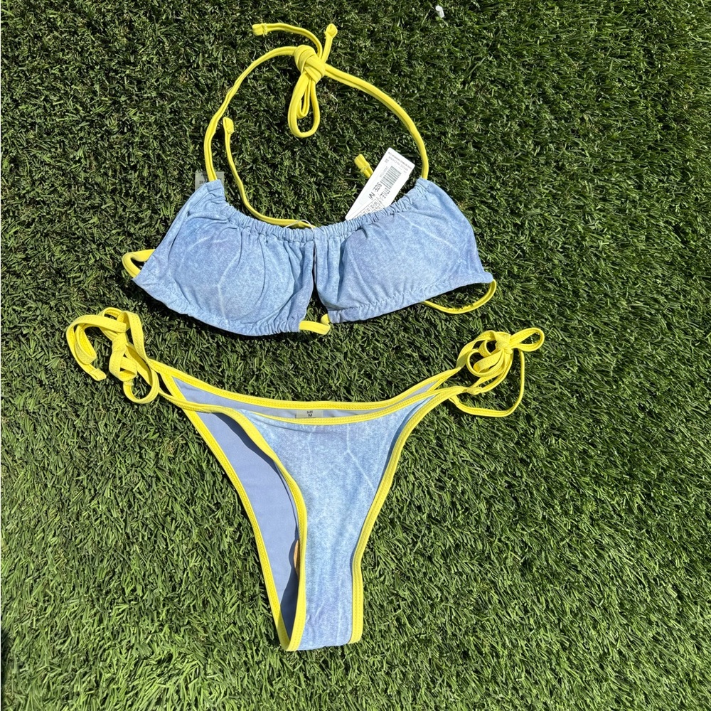 Stylish Blue and Yellow Bikini Set